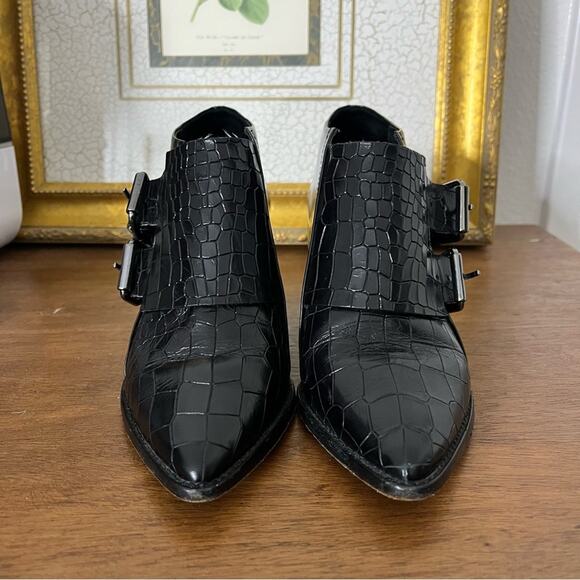 Tibi Black Croc Embossed Buckle Billie Bootie Womens Size 35 / US 5 - Picture 3 of 11